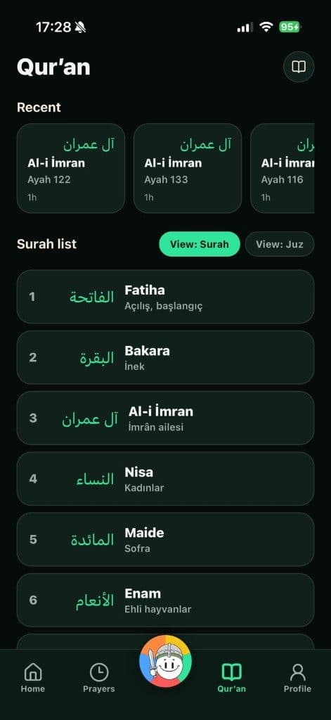 Namaz Buddy Qur’an surah list