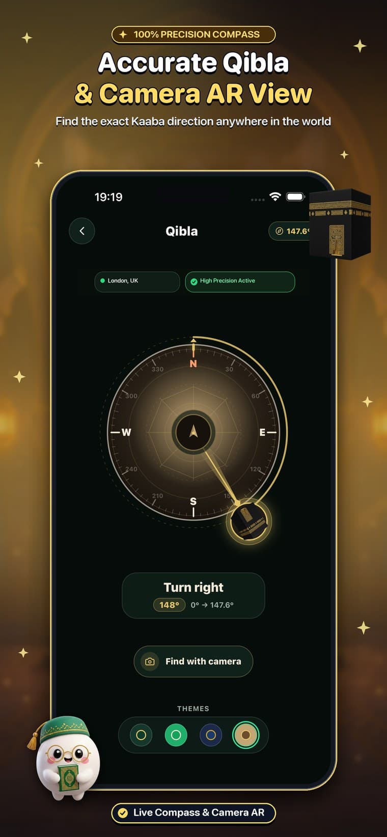 Präziser Qibla-Kompass & AR-Kamera Richtung Kaaba